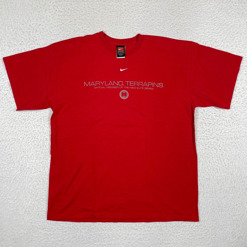 Nike Maryland Terrapins T-Shirt Mens XL‎ Red Elite Series Short Sleeve NCAA Y2K